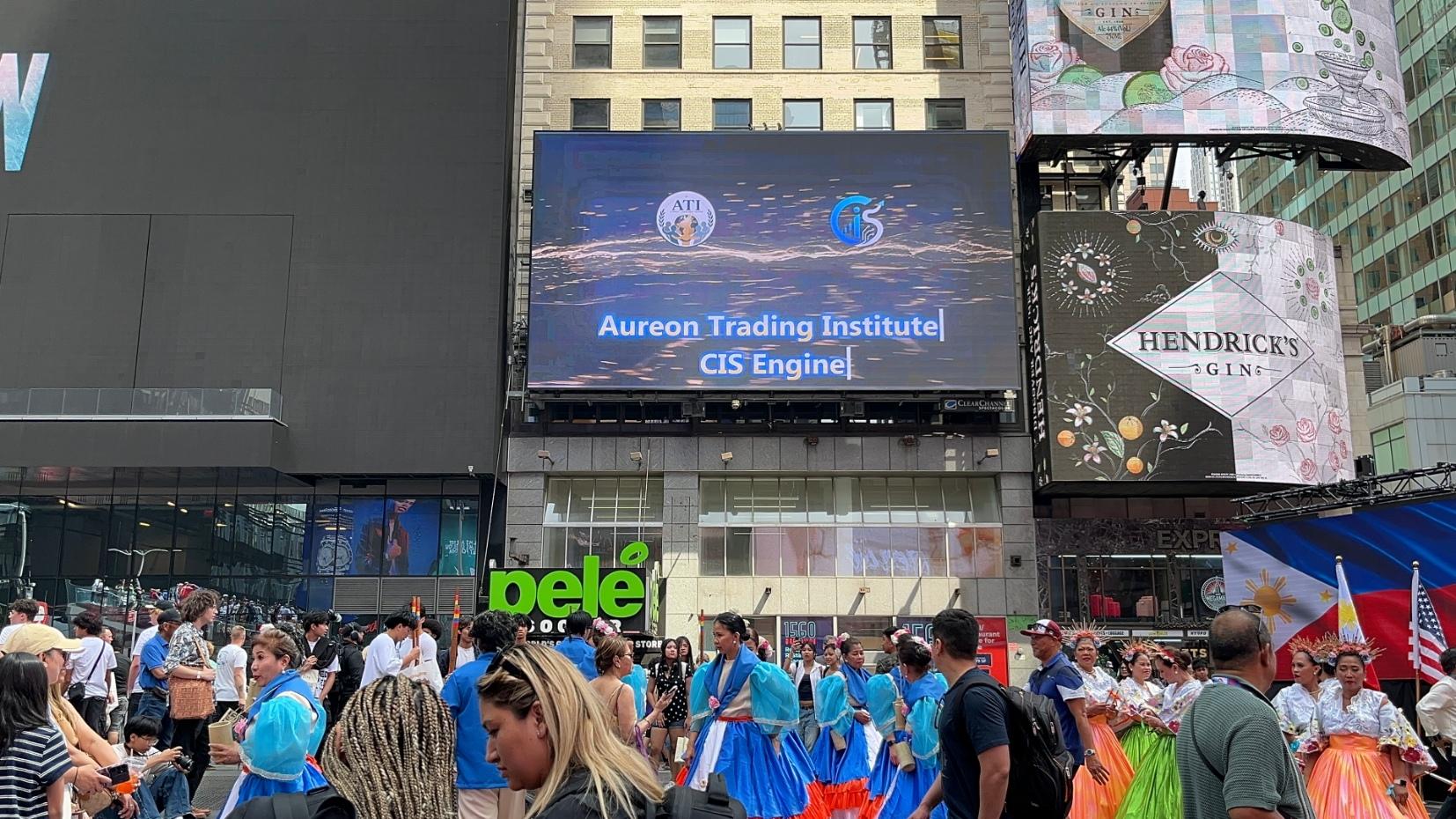 Aureon Trading Institute with CIS Engine Shines on Times Square, Capturing Global Attention
